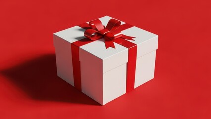 Fototapeta premium 3D Blank white rectangle gift box perspective view of white present box product display