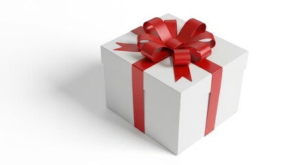 Fototapeta premium 3D Blank white rectangle gift box