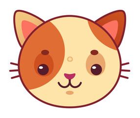 Obraz premium Cute cartoon cat head smiling character illustration