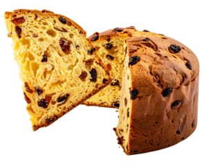Floating Panettone with Detached Slice, Isolated PNG