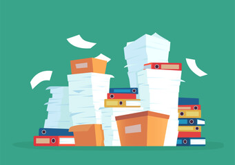 Overwhelming paperwork creating huge piles of office documents