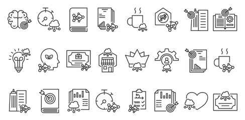Fototapeta premium icon pack corporate oversight creative outline vector style for business management governance compliance monitoring risk strategy leadership performance audit transparency accountability innovation