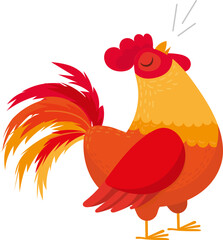 Cartoon rooster crowing signaling morning awakening © Tartila
