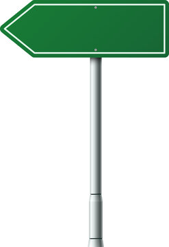 Green blank arrow road sign pointing left