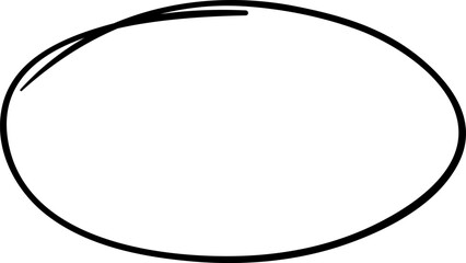 Hand drawing black oval shape on white canvas