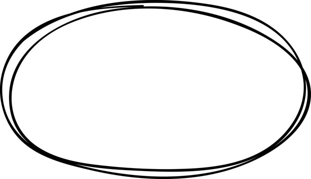 Hand drawing black oval highlight shape border