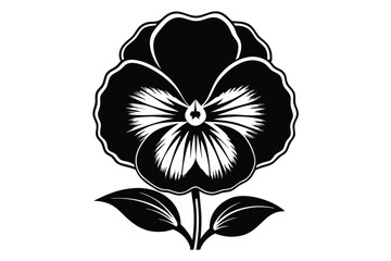 pansy silhouette line art vector illustration