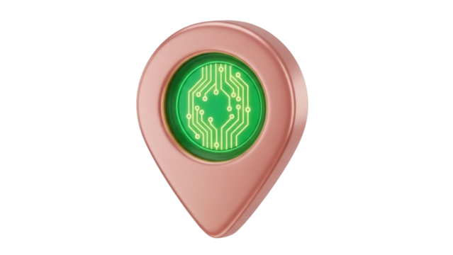 Isolated Digital Geolocation Icon with Circuit Board Pattern for Technology Applications - Powered by Adobe
