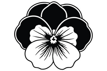 pansy silhouette line art vector illustration