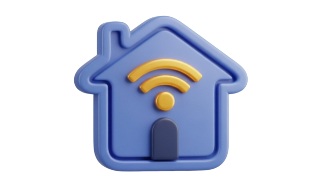 Isolated home with wifi signal, symbol of smart house, concept of modern secure house - Powered by Adobe