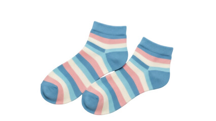 Isolated pair of striped pastel socks fashion item, casual footwear garment for wearers