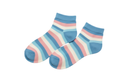 Isolated pair of striped pastel socks fashion item, casual footwear garment for wearers