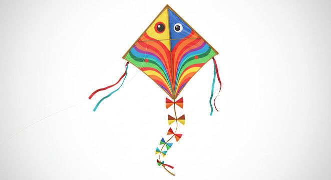 Cerf-volant joyeux tr�s color� aux yeux amusants flottant gaiement ambiance fantaisiste et ludique. AI Generated