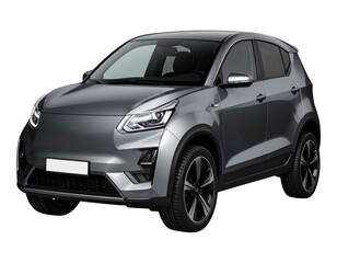 Obraz premium Gray Modern Electric SUV Front-Left Angle, Isolated PNG (2)