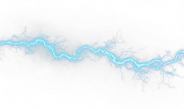 Blue lightning strikes, flashing bright light and arcs of electricity. Energy radiates danger while thunder echoes across the storm. PNG preserves each striking bolt. - Powered by Adobe