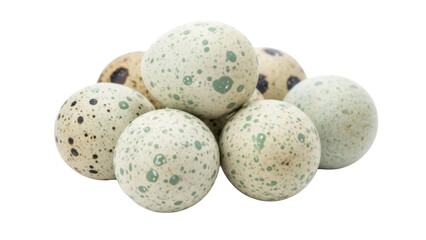 Isolated group of quail eggs, natural and organic whole food ingredient for spring cooking
