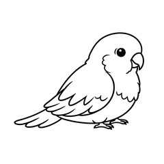 Fototapeta premium Cute cartoon parrot cockatiel bird silhouette icon isolated on white background for mascot or coloring book design.