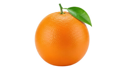 Isolated Fresh Orange Fruit with Green Leaf and Stem for Health and Food Concepts