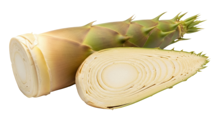 Isolated Bamboo Shoot Close-up, a Tropical Ingredient Ready for Culinary Creations and Asian Cuisine