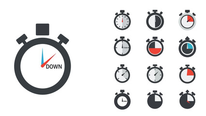 Stopwatch Icons Collection with Countdown Timer.