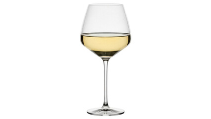 Isolated glass of white wine, clear and elegant stemware with light-colored alcohol inside
