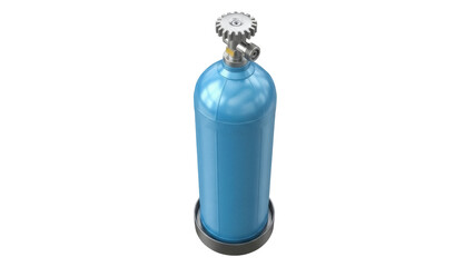 Isolated medical gas cylinder, blue, for oxygen, nitrogen, argon, helium, anesthesia and breathing