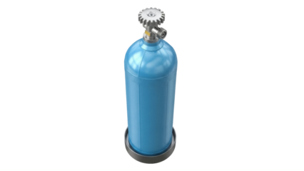 Isolated medical gas cylinder, blue, for oxygen, nitrogen, argon, helium, anesthesia and breathing