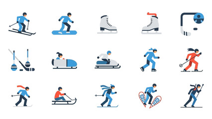Fototapeta premium Collection of Winter Sports Icons and Characters.