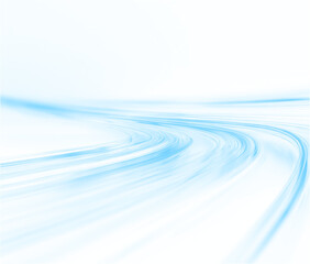 Blue speed trail streaks with smooth glowing edges and sparkling light pulses. Flowing path conveys high-speed motion and energy. Blue track isolated on a transparent PNG background.