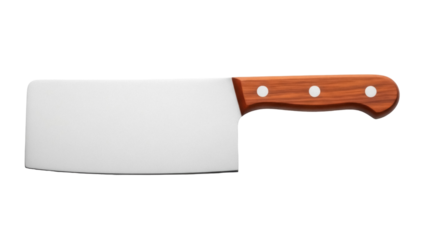 Isolated cleaver with a wooden handle for food preparation in a modern kitchen setting