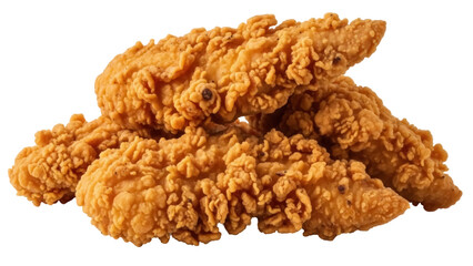 Isolated pile of crispy fried chicken tenders appetizer snack ready to eat meal object