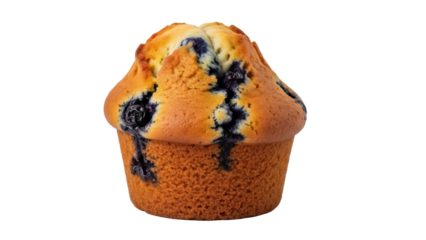 Isolated blueberry muffin, a delicious breakfast dessert, baked to perfection, sweet treat