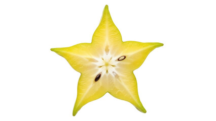Obraz premium Isolated Star Fruit Slice Fresh and Juicy, Star Shape with Seeds and Edible Skin, Summer Fruit