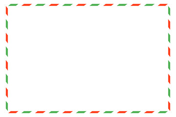 Fototapeta premium blank postcard template with place for stamp. airmail postcard with red and green border. white paper texture