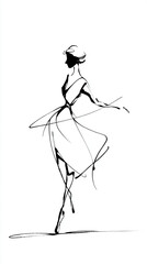 Minimalist One Line Monochrome Dancing Woman Illustration