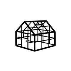 Bold Minimalist Modern Greenhouse Vector Icon. Black and White Flat Design Conservatory Silhouette for SVG Cutting Files, Horticulture Branding, Nursery Logo, and Modern Glasshouse Illustration