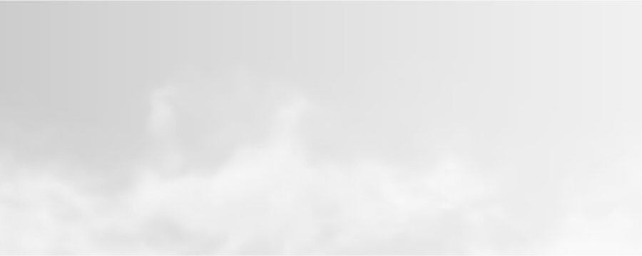 The image depicts various atmospheric phenomena such as fog, smoke, mist, and steam. The realistic 3D vector mockup shows a perspective view of white smog clouds.	
