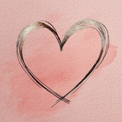 Soft pink backdrop featuring a hand-drawn heart with metallic glitter