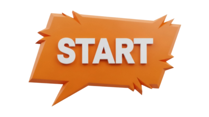 Isolated orange sign that says Start, a good game design element for websites and apps