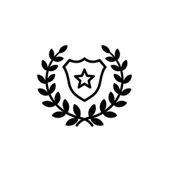 Obraz premium Elegant emblem featuring a shield and star, surrounded by a laurel wreath design