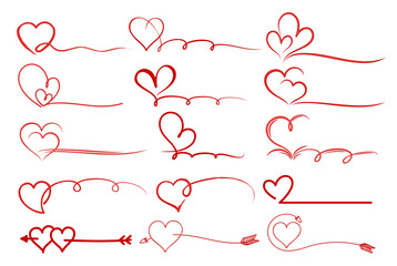 A set of stylized hearts symbols.
