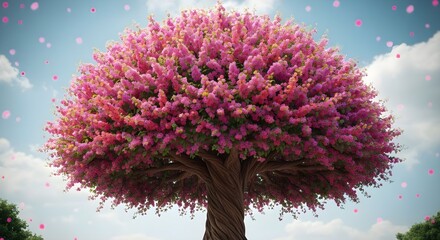  tree of flowers in the garden. 3d rendering