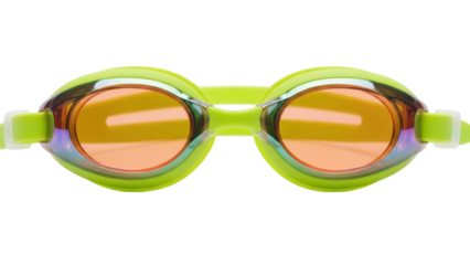 Isolated pair of colorful swimming goggles perfect for use while diving in water or ocean