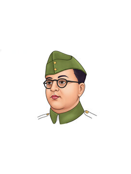 Netaji Subhas Chandra Bose patriotic Indian freedom fighter illustration portrait representing republic celebration independence movement national army sacrifice shahid divas leadership courage unity 