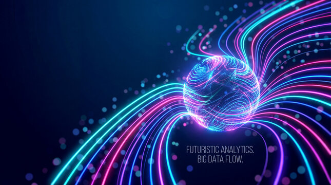 Futuristic Big Data Analytics and Global Digital Network Flow - Powered by Adobe