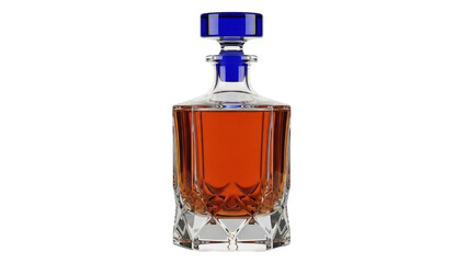 Isolated decanter of whiskey or bourbon for bar, glassware and spirits advertising