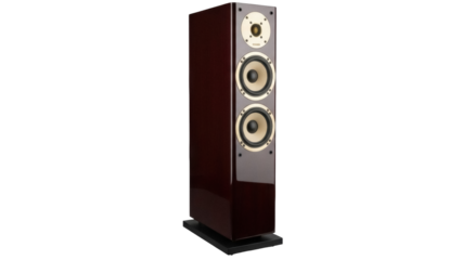 Isolated studio shot of high fidelity loudspeaker for home audio on stand audio component