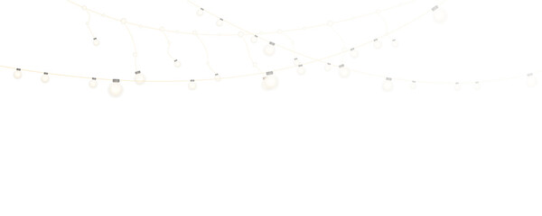 Christmas garland isolated on transparent background. Glowing colorful light bulbs with sparkles.Xmas, New Year, wedding or Birthday decor. Party event decoration. Winter holiday season element.	
