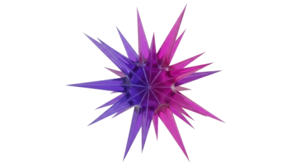 Isolated shiny decorative purple and pink object with sharp points looks like abstract urchin
