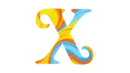 Isolated decorative letter X design, artistic typography symbol, elegant swirl vector illustration